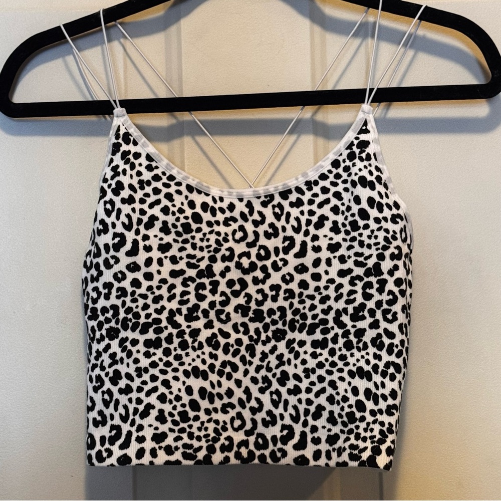 No Boundaries Black and White Leopard Print Cami Top
